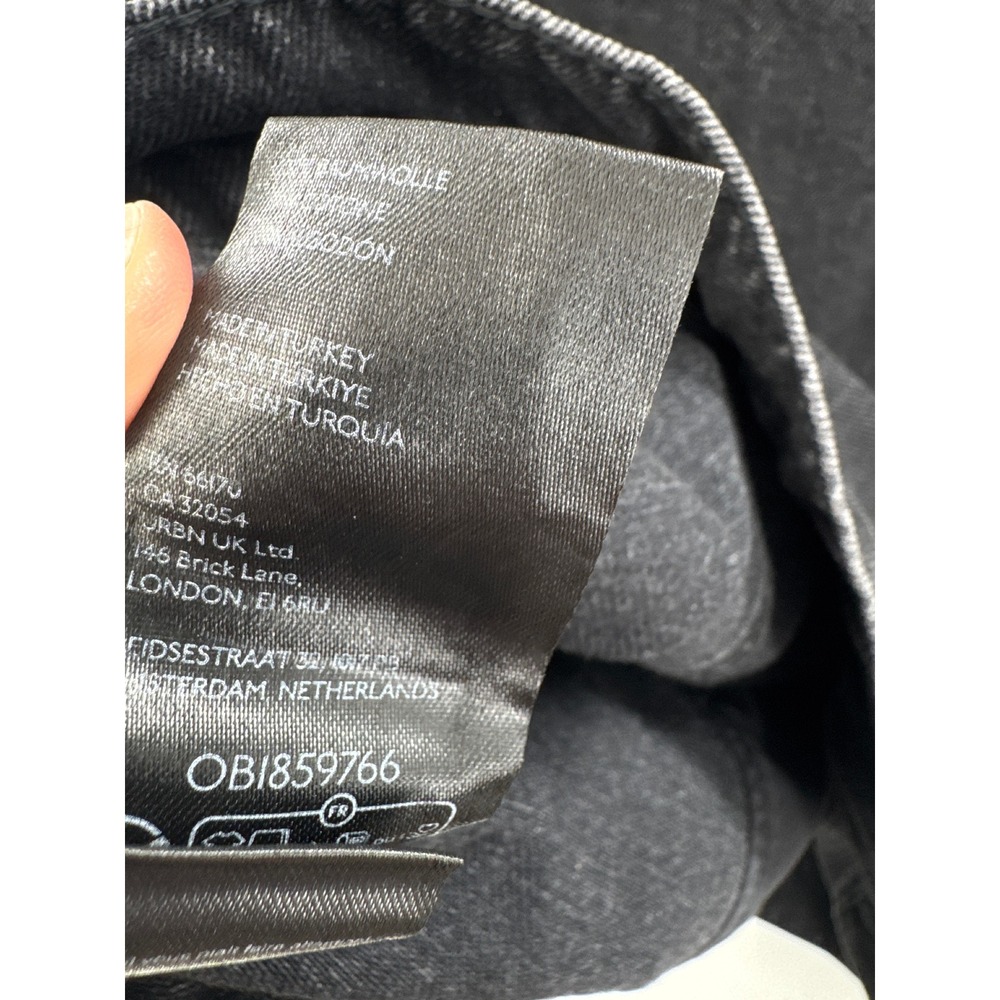 Pilcro Trucker Jacket Size S Black Stretch Denim Dark Wash Collared Front-Button - Picture 10 of 10